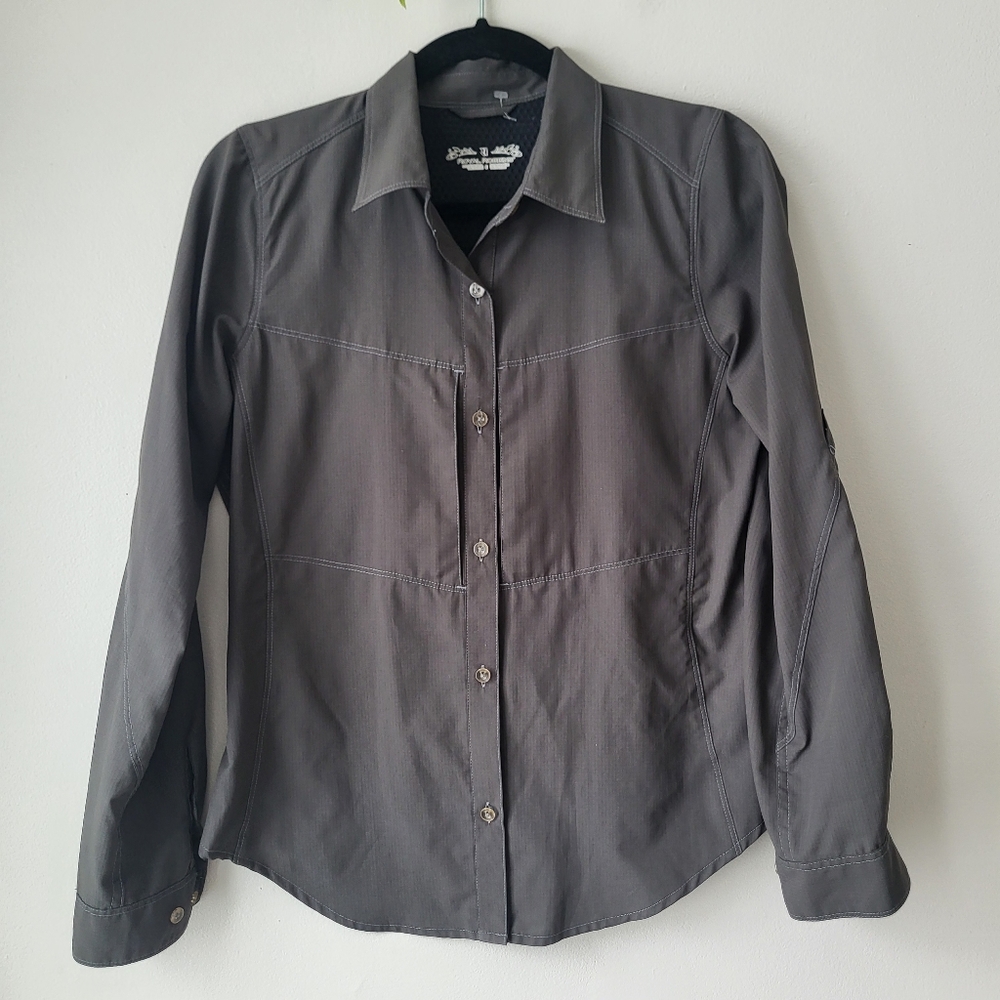 Royal Robbins Charcoal Button-Down Outdoor Lightweight Active  Shirt